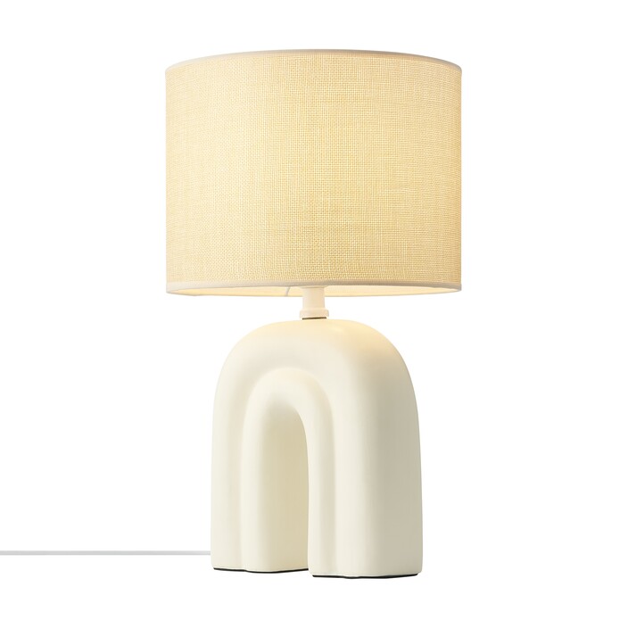 Stolová lampička Haze kombinuje keramiku a ľanové tienidlo, ktoré dodáva interiéru mäkké svetlo. K dispozícii v béžovej farbe. (béžová)
