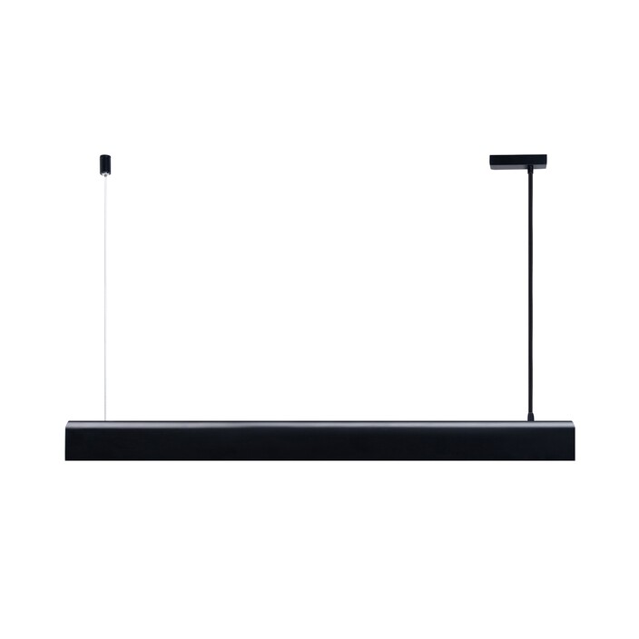 Horizontálne závesné svietidlo Beau 100 v tenkom dizajne sa hodí nad jedálenský stôl alebo kuchynský ostrovček. Súčasťou balenia je nestmievateľná žiarovka. (čierna)