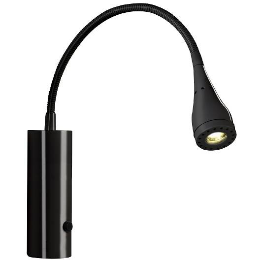 Jednoduchá nástenná lampa Nordlux Mento s flexibilným ramenom v minimalistickom duchu (čierna)