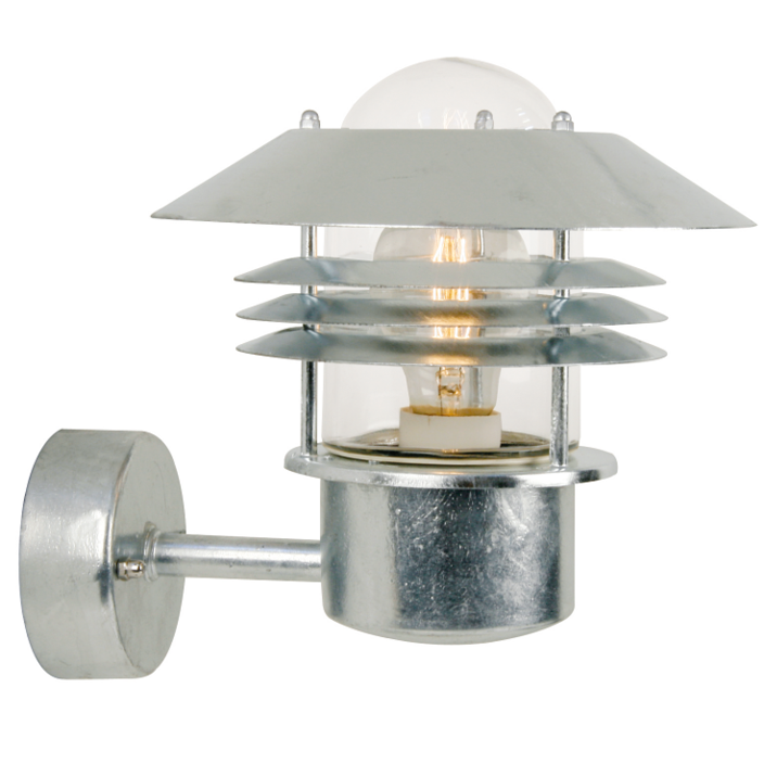 Krásne vonkajšie nástenné svietidlo s hlavou lampy smerujúcou nahor vo funkčnom klasickom dizajne v štyroch farebných variantoch (galvanizovaná oceľ)