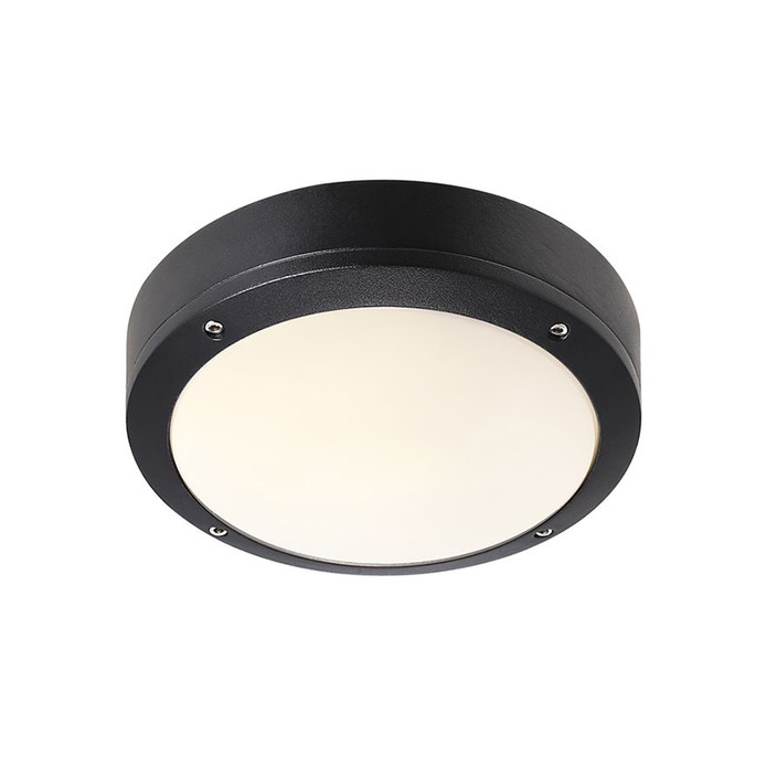 Elegantné a jednoduché nástenné/stropné svietidlo v matnom odtieni zmäkčujúcom svetlo s tienidlom odolným voči mechanickému poškodeniu (čierna)