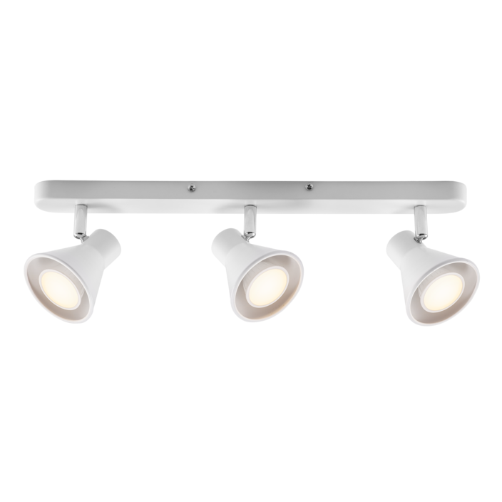 Diskrétne a praktické stropné svietidlo Nordlux Eik s tromi smerovateľnými bodovými svetlami v kovovom vyhotovení (biela)