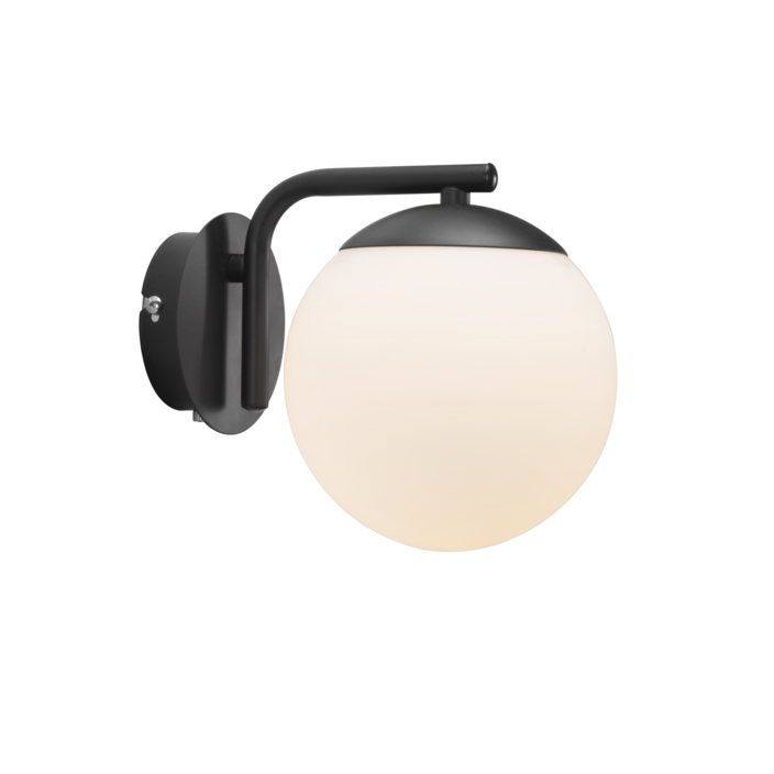 Nordlux Grant – elegantná nástenná lampa. Nadčasová kombinácia skla, kovu a štýlu (čierna)