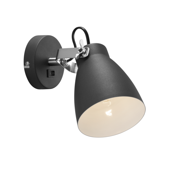 Nordlux Largo – kovová nástenná lampa s dotykom industriálneho štýlu (čierna)