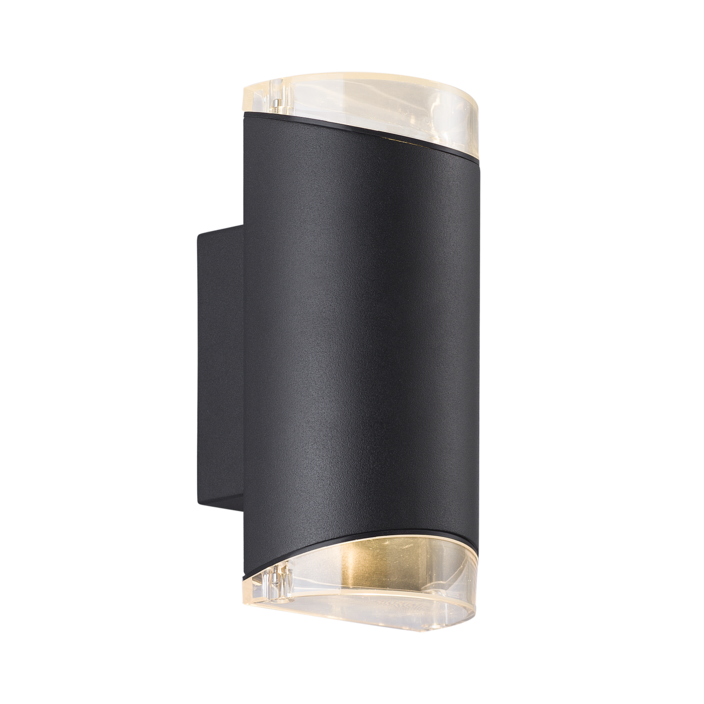 Vonkajšie nástenné svietidlo Nordlux Arn v škandinávskom duchu s polkruhovým tvarom vo dvoch farebných vyhotoveniach. (čierna)