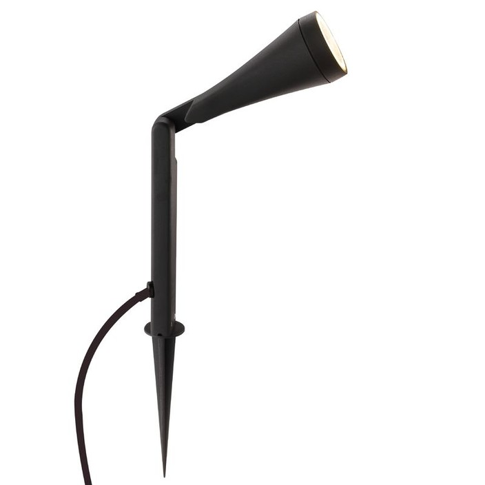 Smerovateľná jednoduchá vonkajšia lampa na zapichnutie v čiernom vyhotovení so Schuko zástrčkou (čierna)
