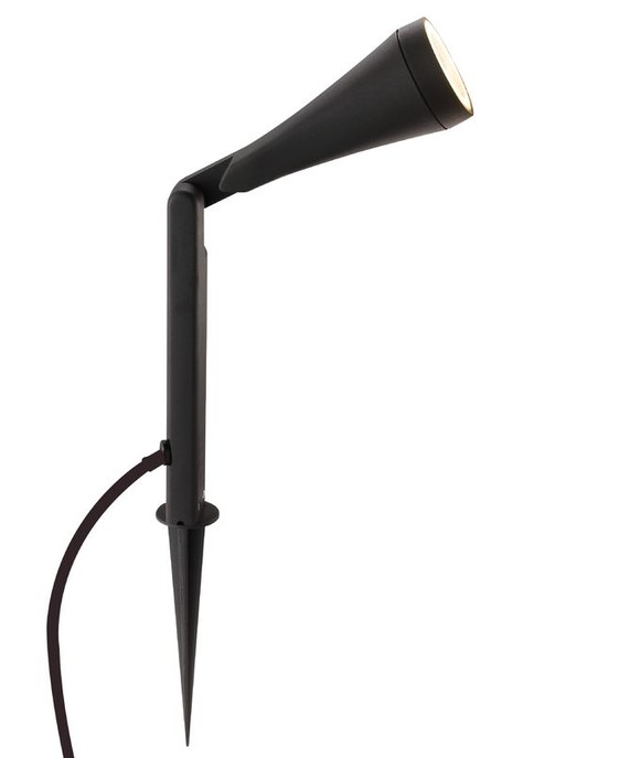 Smerovateľná jednoduchá vonkajšia lampa na zapichnutie v čiernom vyhotovení so Schuko zástrčkou