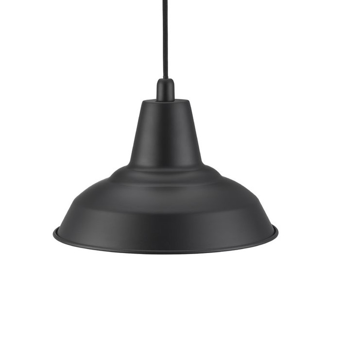 Industriálne závesné svietidlo Nordlux Lyne so širokým kovovým tienidlom v čiernej farbe. (čierna)
