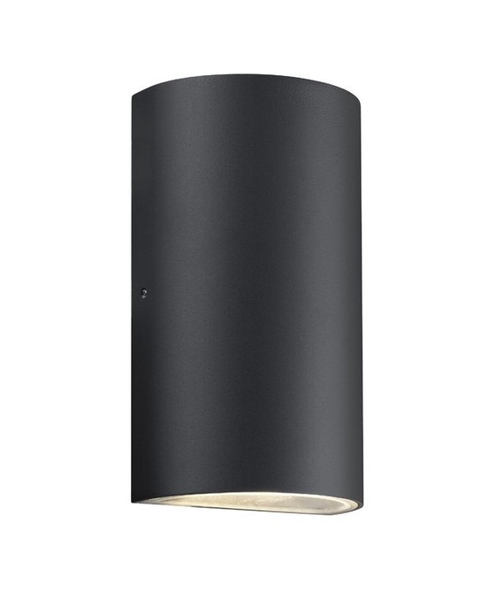 Minimalistické vonkajšie nástenné LED svietidlo okrúhleho tvaru v čiernom vyhotovení, osvetľujúce priestor obojsmerne 