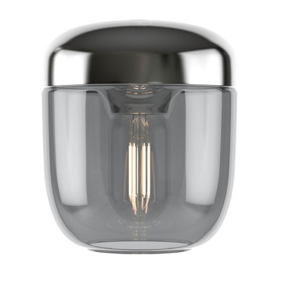 Jednoduché závesné svietidlo UMAGE Acorn. Kombinácia krásneho dymového skla a ocele.